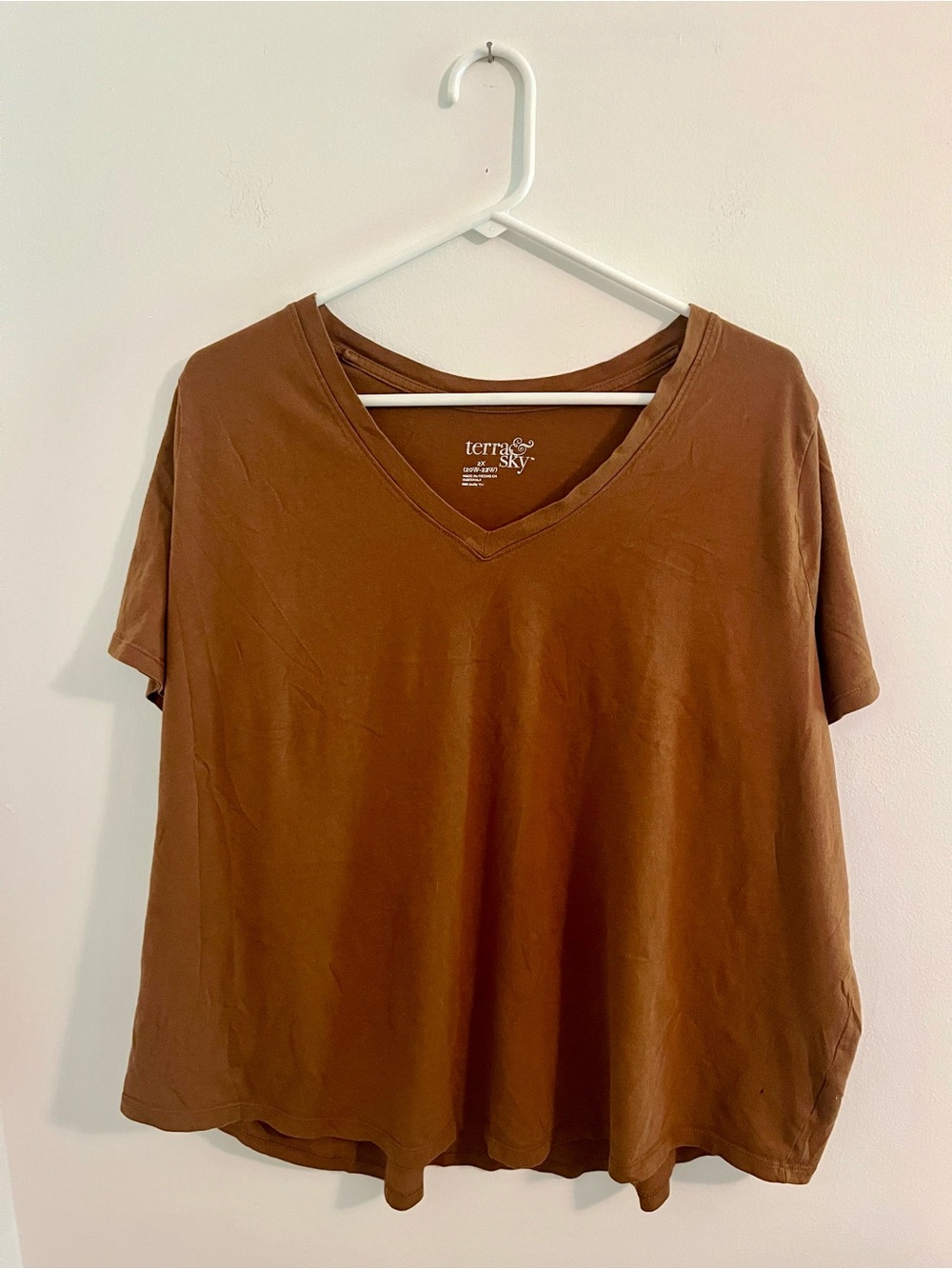 Terra & Sky Rust Brown V-Neck Short Sleeve Tee